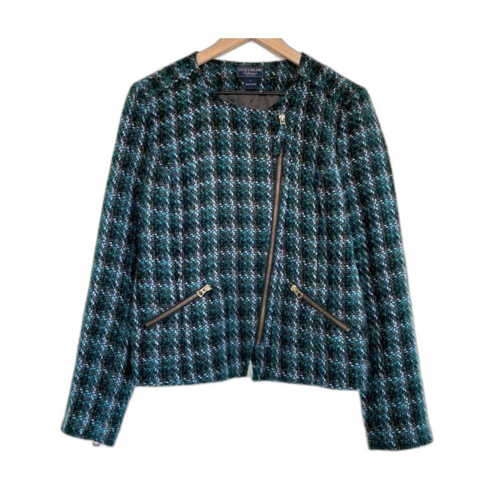 LUCKY BRAND Tweed Moto Jacket Size L